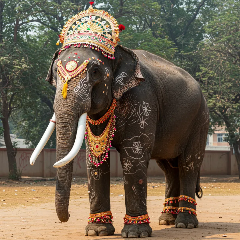 Majestic Elephant in Tripura Attire for State Games Majestic Elephant in Tripura Attire for State Games