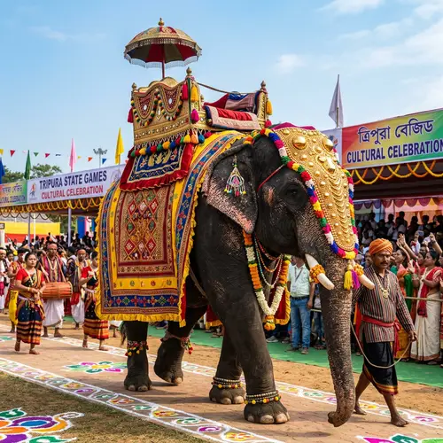 Majestic Elephant in Tripura Attire for State Games