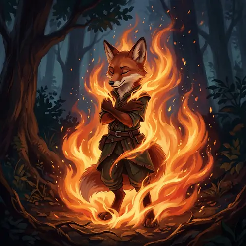 Furry Fox Embraced by Flames - Stunning Imagery