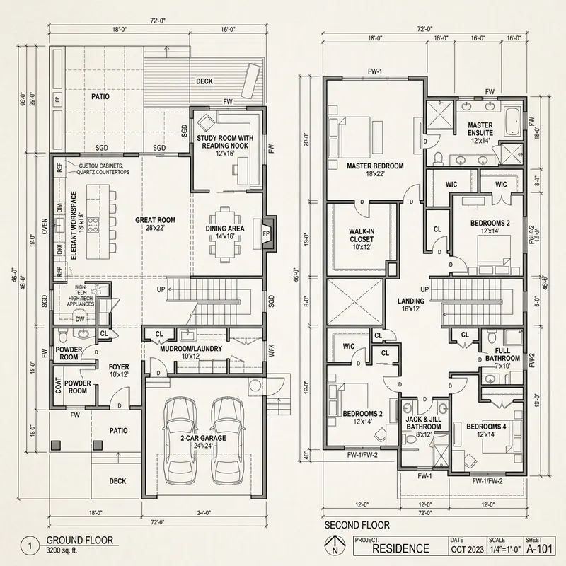 Modern Minimalist 3200 sqft House Floor Plan