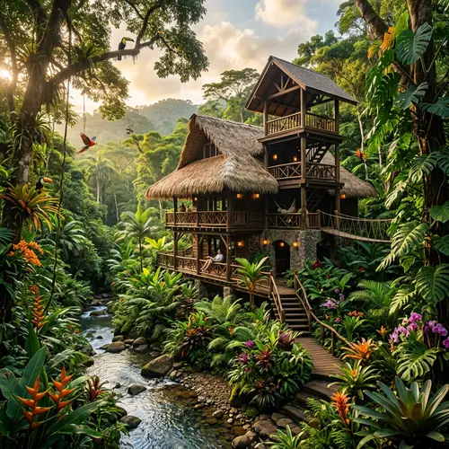 Stunning Jungle Architecture: A Rustic Retreat