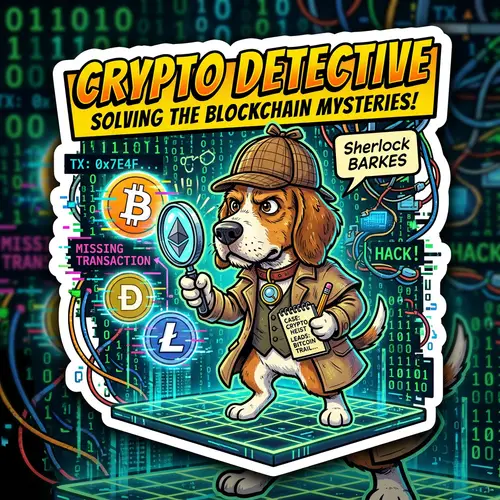 Crypto Detective Dog Sticker | Comic-Style Investigator Art