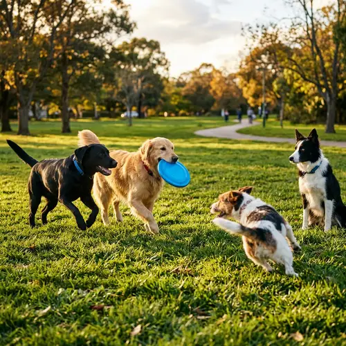 Playful Dogs in Grassy Park: Fetch, Tail Chasing & More
