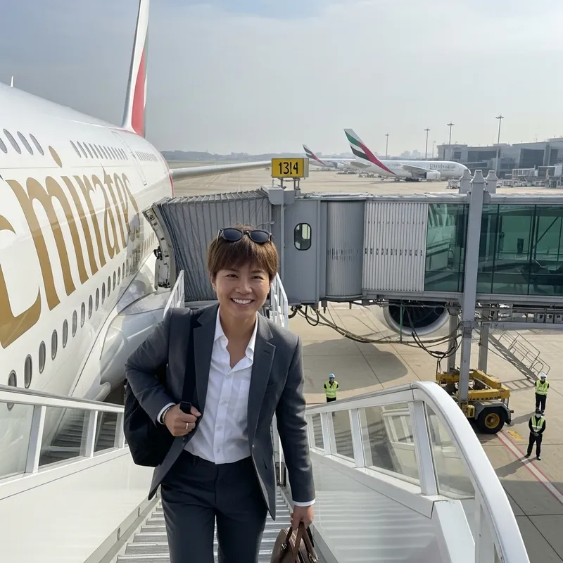 Landing from an Emirates Flight at the Airport