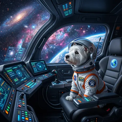 Courageous Canine Astronaut in Futuristic Spaceship | Amazing Views of Space