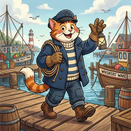 Cheerful Anthropomorphic Cat Character in Vibrant Outfit
