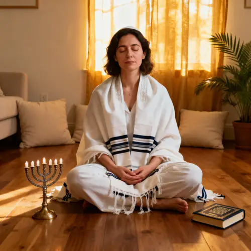 Jewish Woman Practicing Hitbodedut at Home