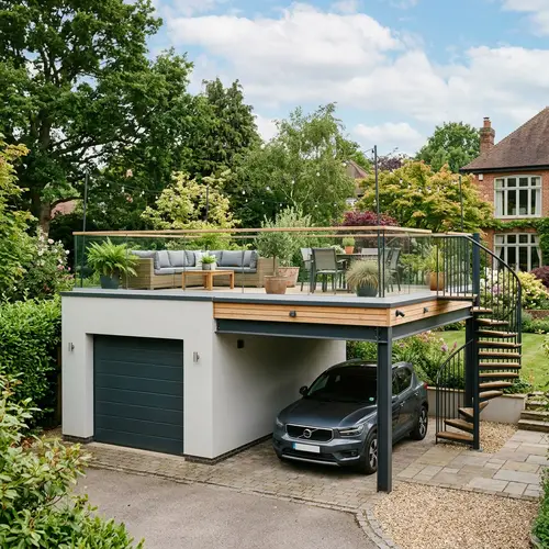 Modern Garage with Carport and Terrace