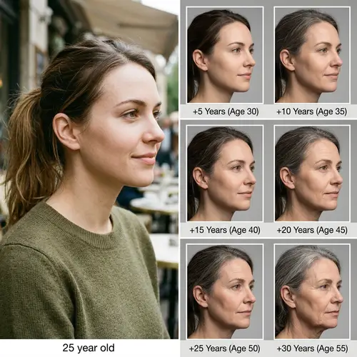 Timeless Beauty: Age Progression of a 25-Year-Old Woman