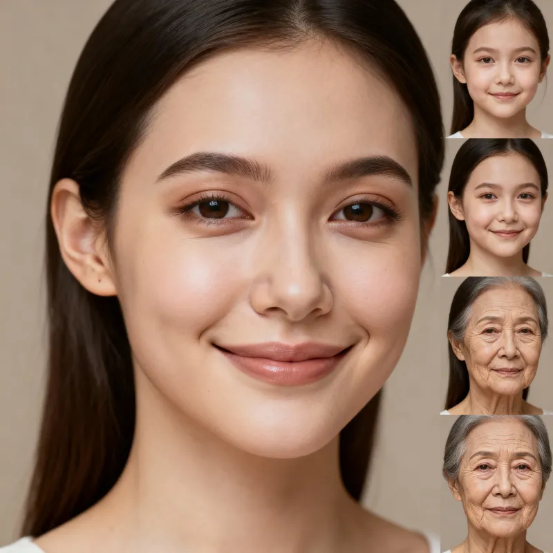 Timeless Beauty: Age Progression of a 25-Year-Old Woman