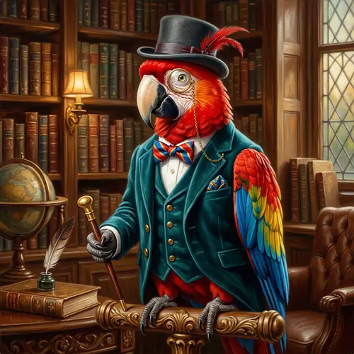 Colorful Parrot in Suit | Stylish Bird Fashion