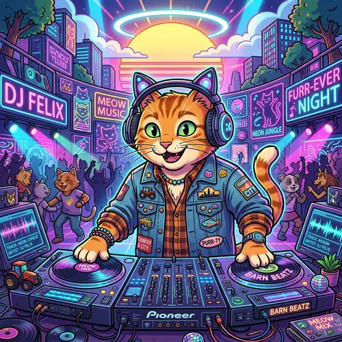 Eclectic Cat DJ Portrait | Urban & Rural Fusion