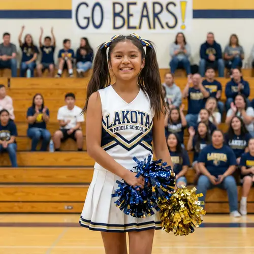 Native American Cheerleader at Middle School Game