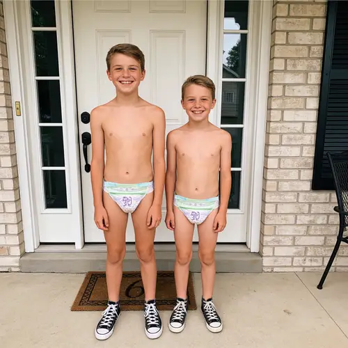 Happy Boys in Diapers: Smiles at Home