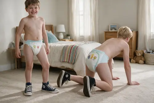 Playful Moments: Happy Boys in a Bedroom