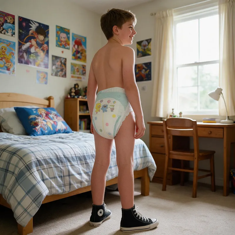 Happy 13-Year-Old Boy in Bedroom Happy 13-Year-Old Boy in Bedroom
