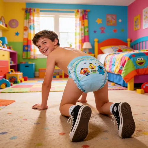 Happy 11-Year-Old in Colorful Room
