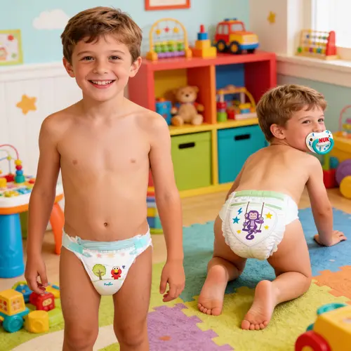 Happy Boys in Colorful Room with Toys