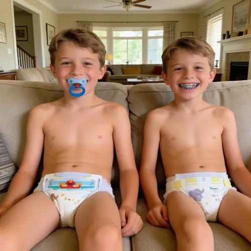 Happy Boys on Couch: A Family Moment