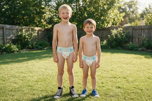 Happy Backyard Moments with Two Smiling Boys