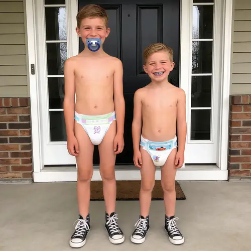 Smiling Boys in Diapers: A Joyful Moment