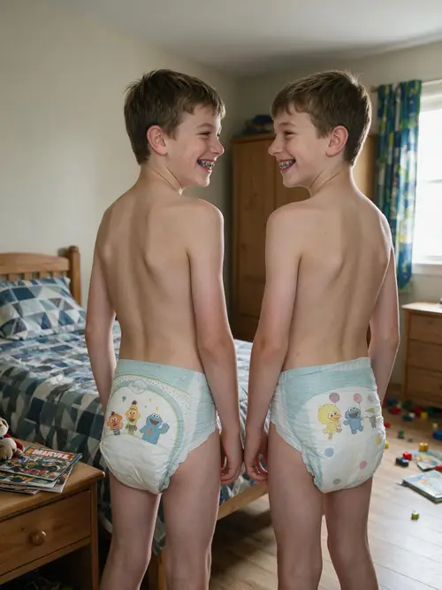 Happy Boys in Diapers: Fun Bedroom Moments