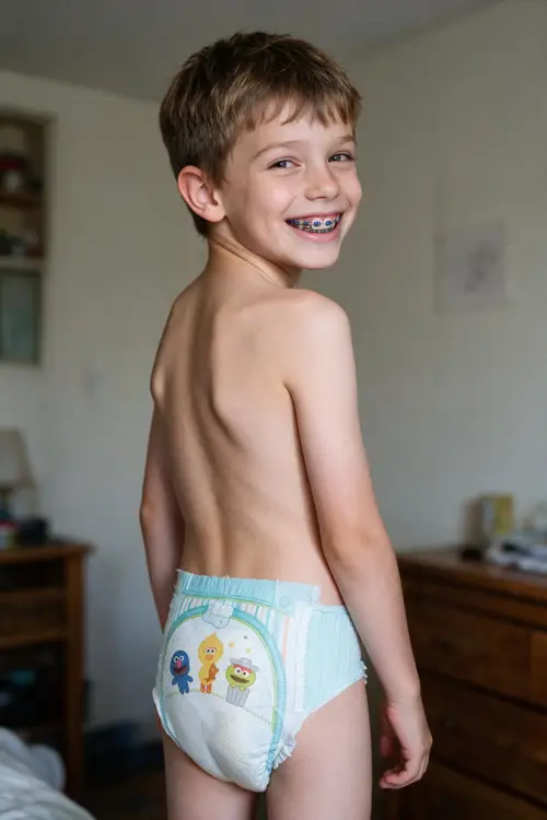 Smiling Shirtless Boy in Bedroom | Happy Childhood Moments