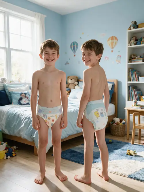Happy Boys in Bright Children's Bedroom
