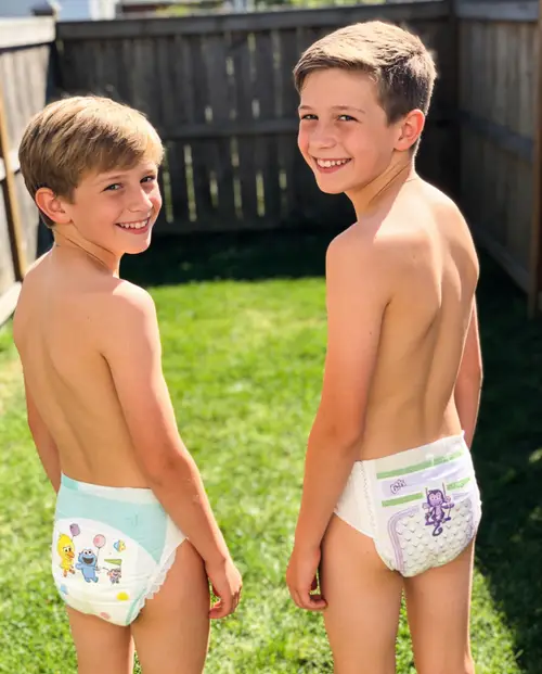Happy Boys in Diapers: Backyard Smiles