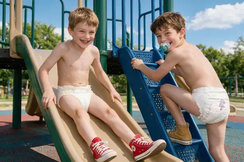 Happy Boys Playing on Playground