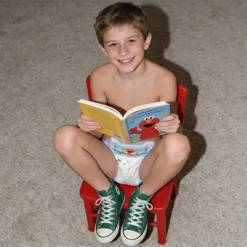 Happy Boy Reading a Picture Book