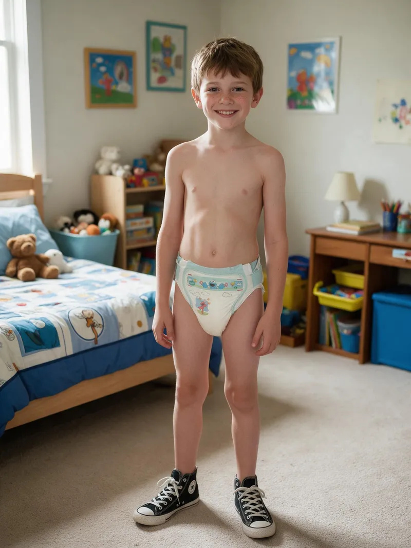 Happy Freckled Boy in Converse Shoes Happy Freckled Boy in Converse Shoes