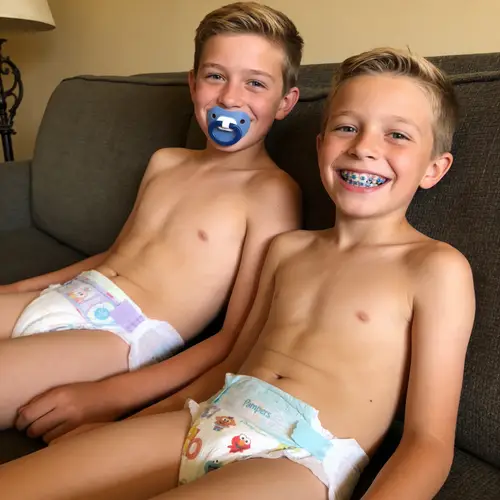 Happy Boys on Couch: Smiles and Fun