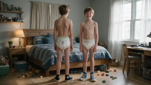 Happy Boys in Diapers & Converse Shoes