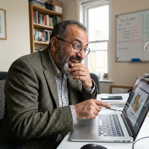 Middle-Eastern Male Teacher with Comical Expression