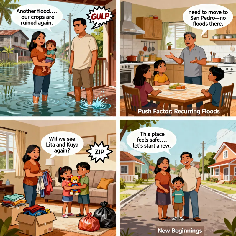 Comic Strip on Migration Due to Floods