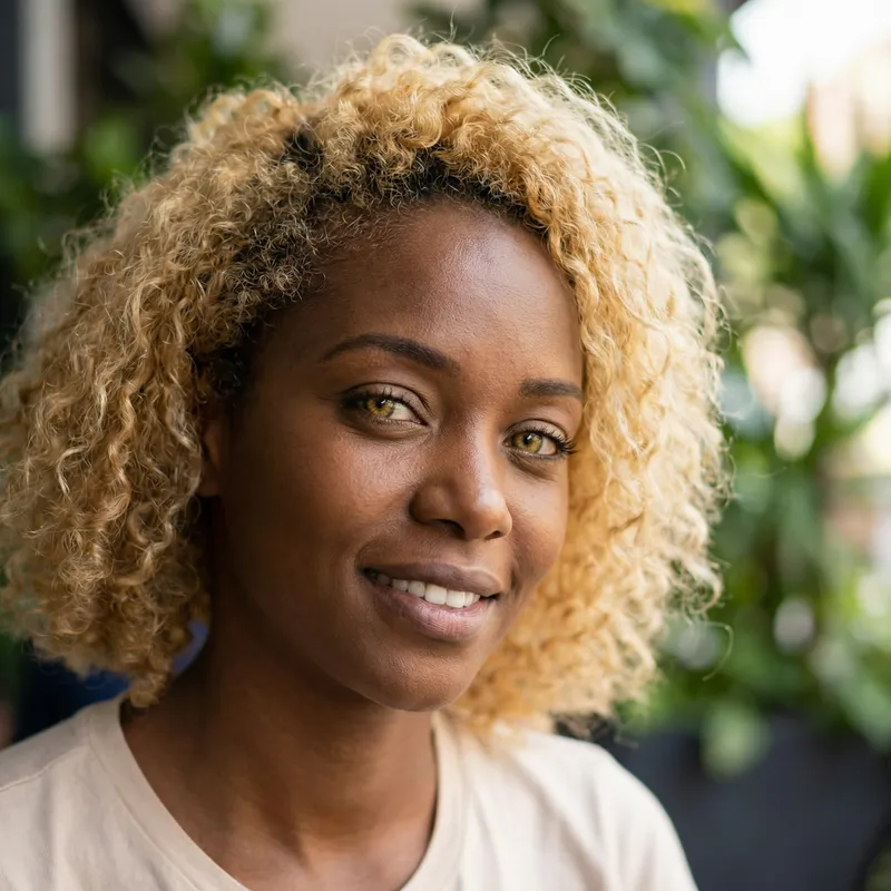 Stunning Black Woman with Blonde Hair & Golden Eyes