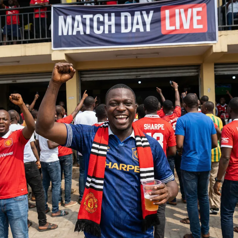 Joyful African Man Utd Fan Before the Game