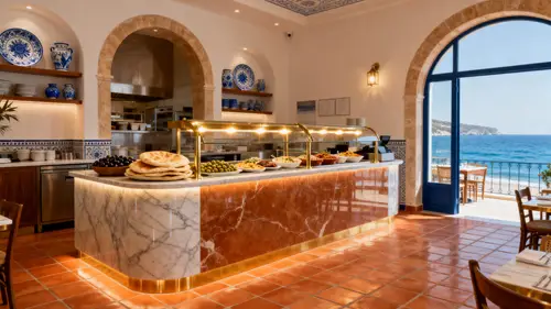 Upscale Greek Fast Food Walk-Up Counter