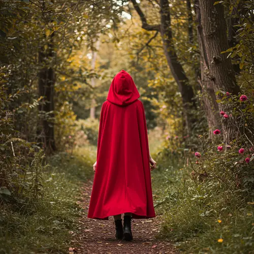 Enchanted Forest Model in Red Cloak | Fantasy Imagery