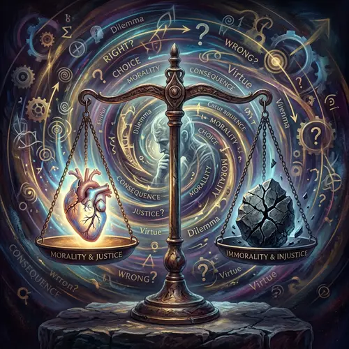 Ethical Dilemma Symbol: Heart vs. Cracked Stone | Swirling Thoughts