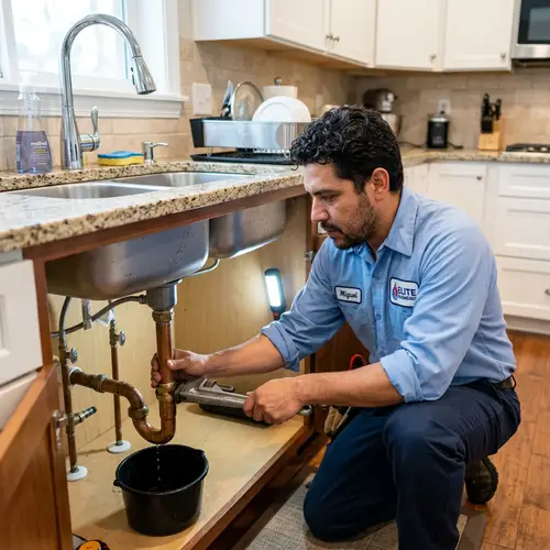Professional Hispanic Male Plumber Fixing Leaky Pipe | Expert Service