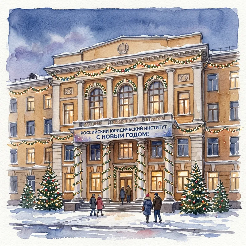 Barnaul Law Institute MVD Russia Building Facade Watercolor