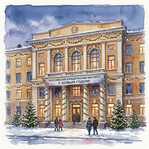 Russian Law Institute New Year Watercolor Painting