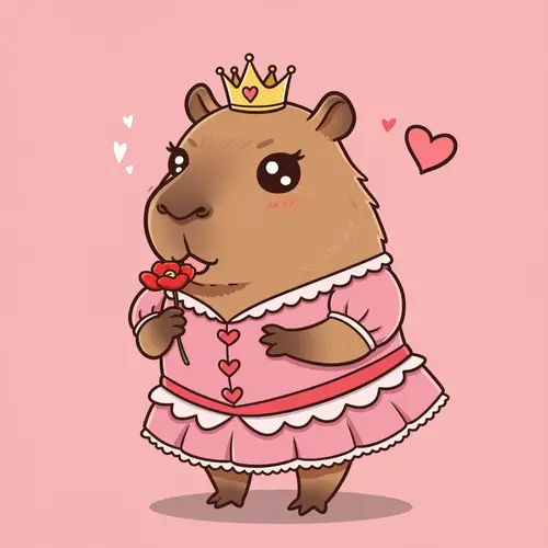 Kawaii Capybara in Cute Princess Attire