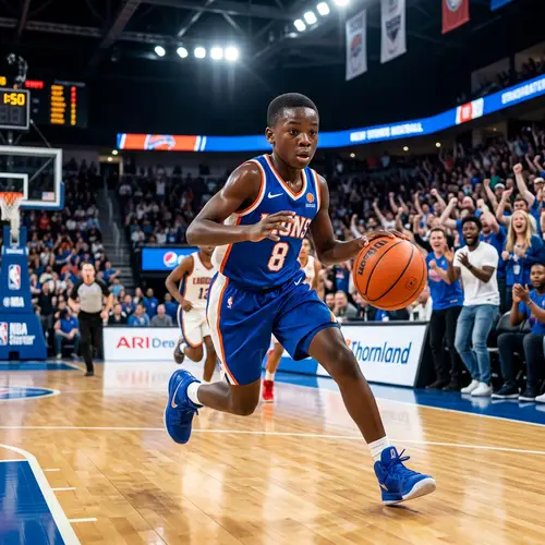 Young African Boy Playing Basketball with Intense Focus