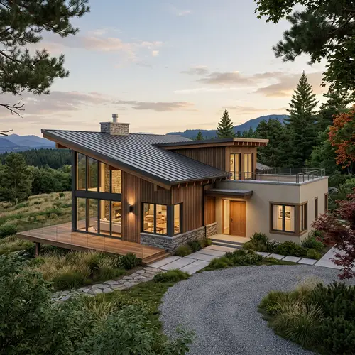 Modern and Traditional Roof Styles Combined in Architectural House Design