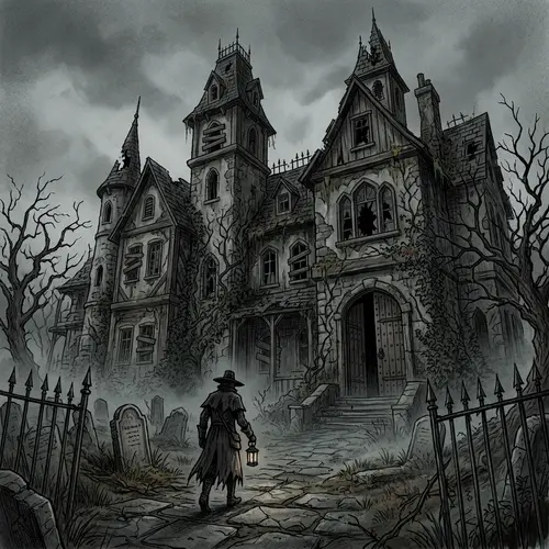 Decaying Mansion: Gothic Horror Scene with Ominous Feel