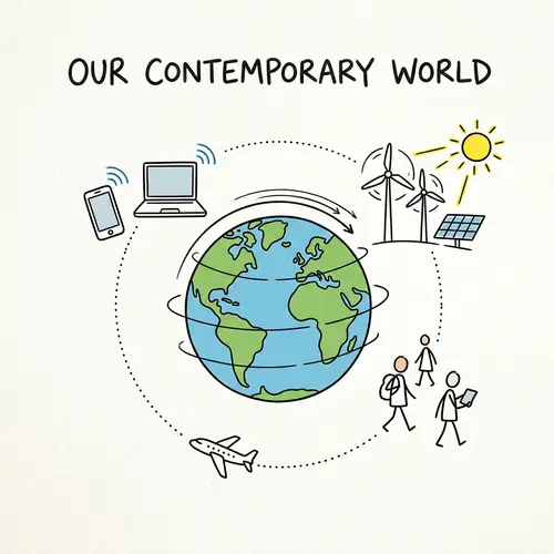 Contemporary World Illustration: Technology, Renewable Energy & Global Symbols