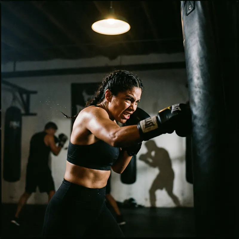 Dynamic Hispanic Female Boxer Wallpaper | Boxing Background